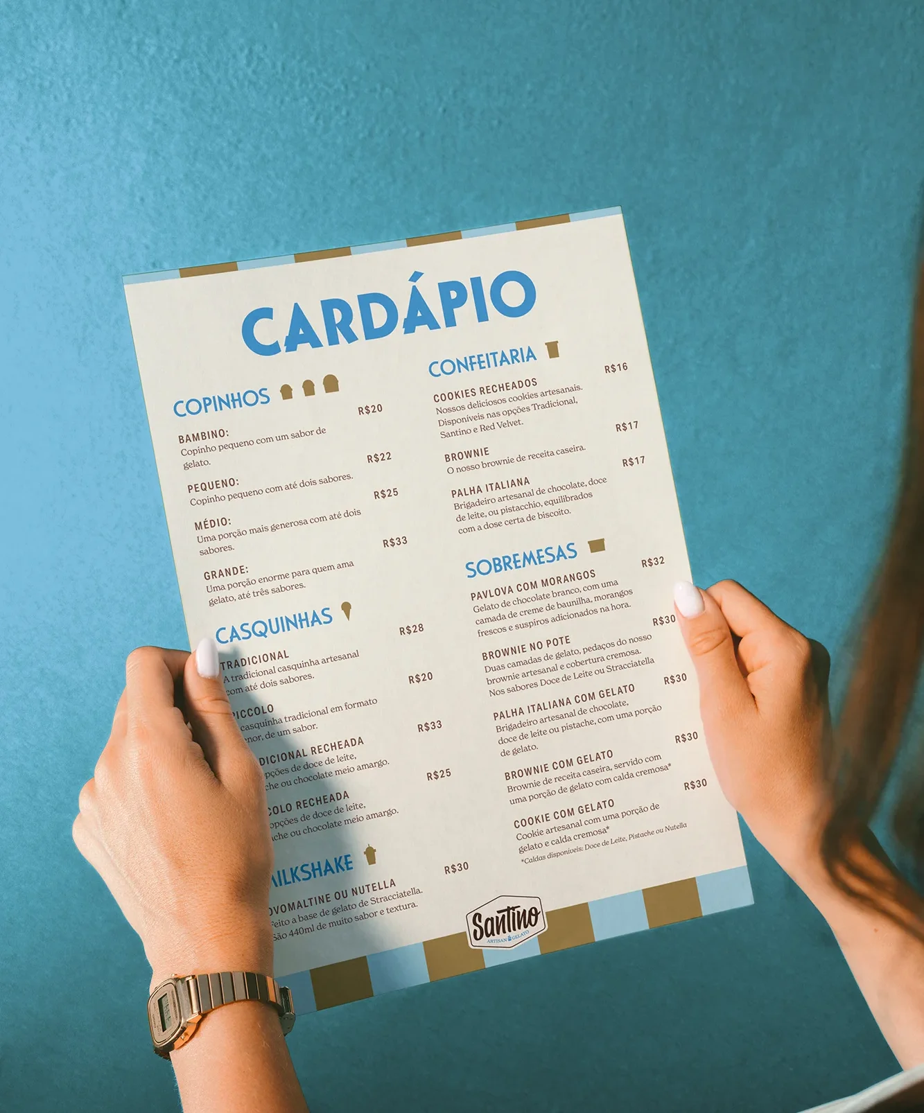santino artisan gelato rebranding cardapio